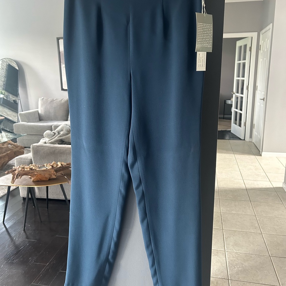 Worth Maritime Blue 100% Silk Pants/Trousers  (2)